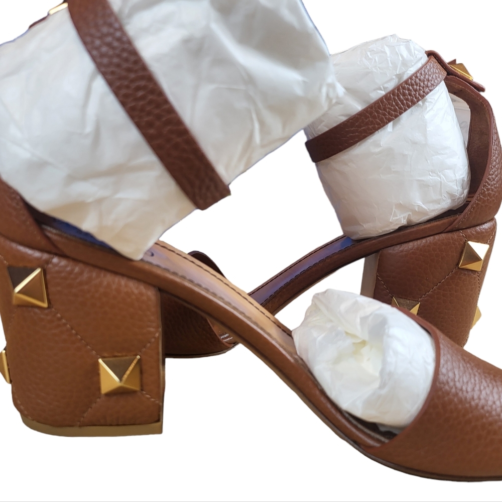 Valentino Garavani Block Heel Sandals Tan 41 - Picture 3 of 7